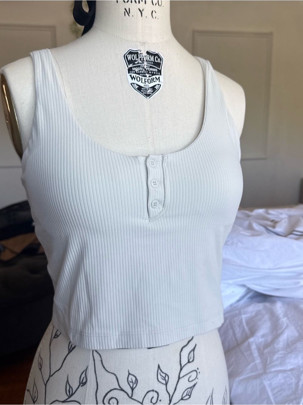 lululemon athletica Ribbed Henley Scoop Tank - White